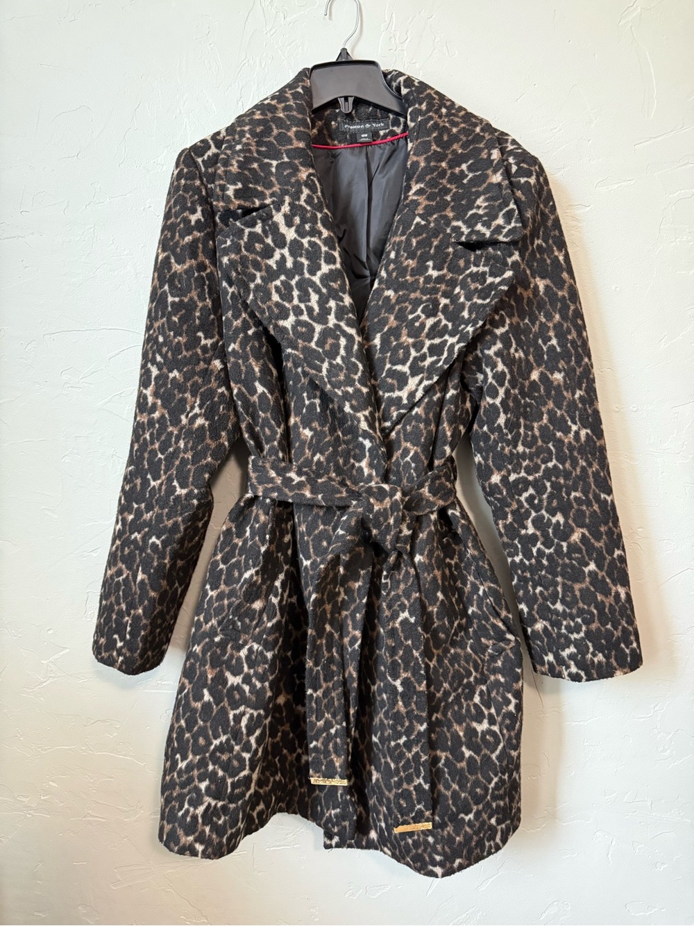 Preston & York Leopard Print Winter Coat Belted Wool Plus Size 18W